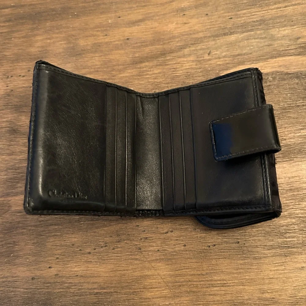 Dior Black Saddle Cloth Wallet Coin leather